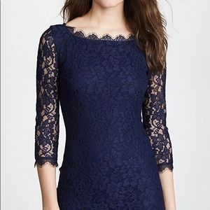 DVF Zarita Navy Lace Mini Dress